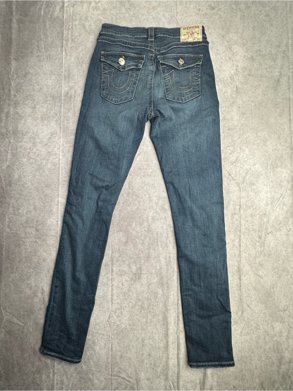 True Religion Low Rise Skinny Jeans Dark Wash Y2K Flap Pocket Women’s 29x32 - Picture 2 of 9
